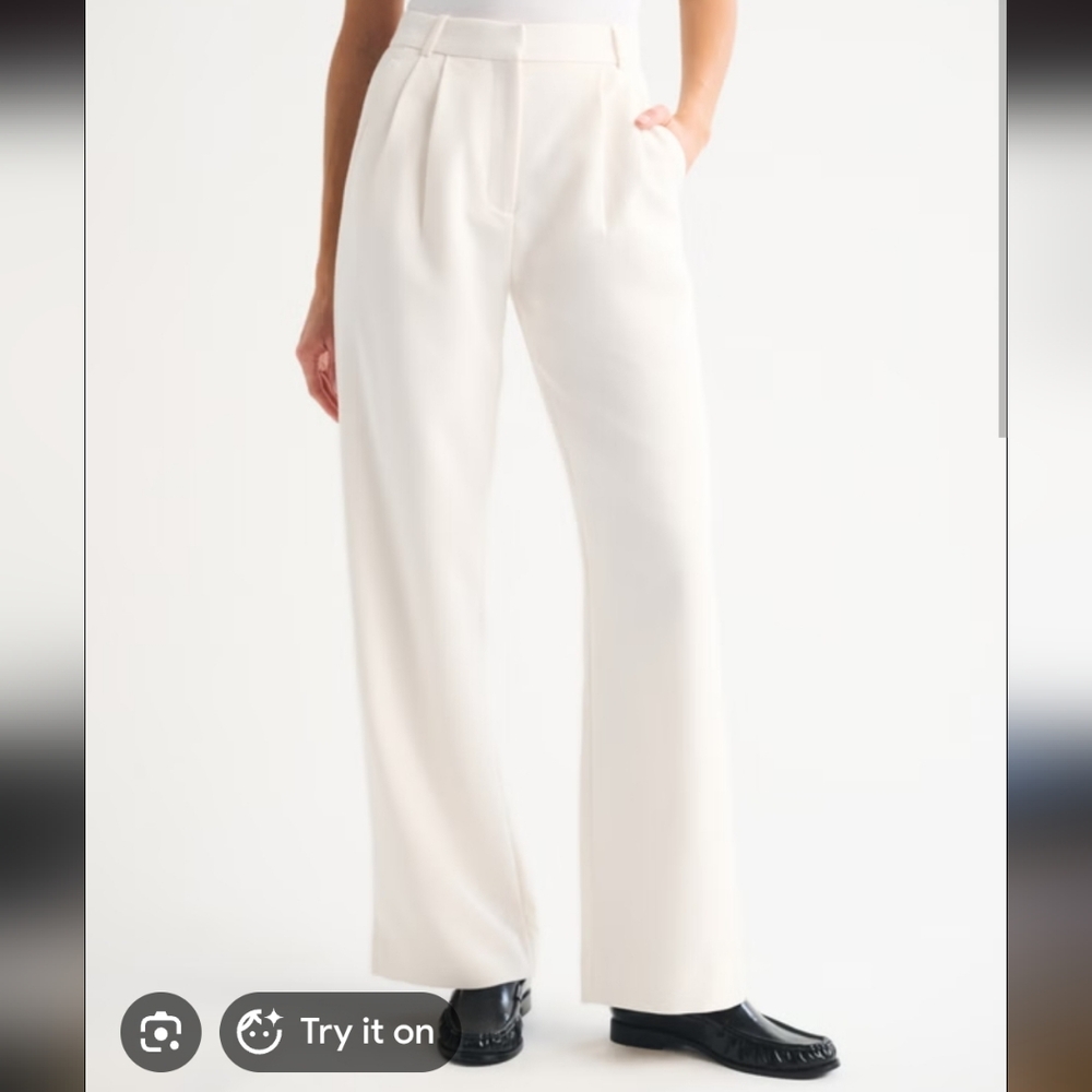 Abercrombie And Fitch White Regular Sloane Tailored Dress Pants/Trousers. 25/0